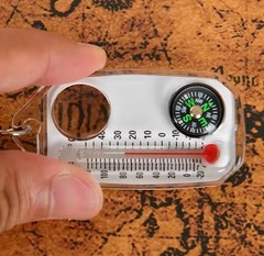 3-1 Portable Compass Keychain Watch Pocket Outdoor Camping Hiking Thermometer
