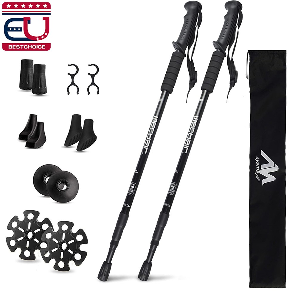 2x Trekking Poles Nordic Hiking Walking Sticks Anti-shock Adjustable Alpenstock