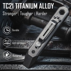 KeyUnity KR00 EDC Pocket Pry Bar Bit Bar Titanium Multitool with Pocket Clip