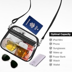 Clear Bag for Stadium Events Clear Sports Fan Handbags Purses with Large Black