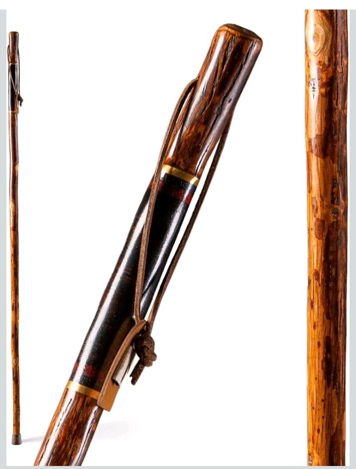 Brazos Rustic Wood Walking Stick, Hickory, Traditional Safari Style Handle 55″