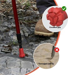 AWINNER Hiking Pole Tips, 4Pcs, Rubber, Wear & Tear Resistant, for Red