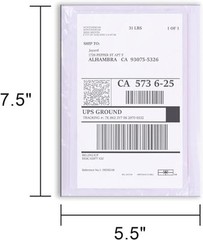 7.5” x 5.5” Packing List Pouches, Shipping Label Envelopes Clear Self