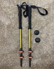 Ozark Trail Adjustable Trekking Poles Pair External Lever Lock Gold/Black