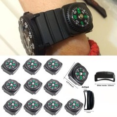 10pcs Mini Wrist Compass Set – Detachable Outdoor Hiking & Survival Tool Kit
