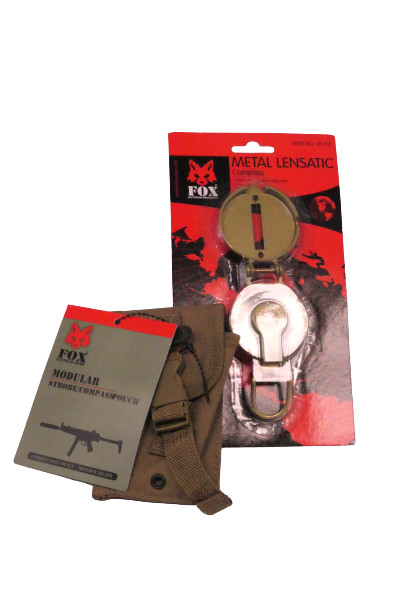 Fox Outdoor 39-22 Metal Lensatic Compass And Pouch