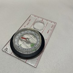 MAP COMPASS, Magnifier, Measuring Tool, No Lanyard. Good Condition.