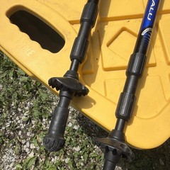 Pair Adjustable Trekking Poles Black Blue Foam Grip Wrist Straps