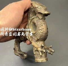 Brass Dragon Statue Walking Stick Cane Handle Top Head Topper Hand Grip Collect