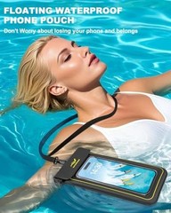 2-in-1 Waterproof Phone Pouch & Phone Armband Floating, Underwater Water Black