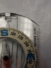 Vintage BRUNTON USA Compass 1991 Clear Blue Letters White No Batteries Needed
