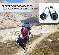 Carabiner Clip On Compass Hiking – Compact Keychain Black White