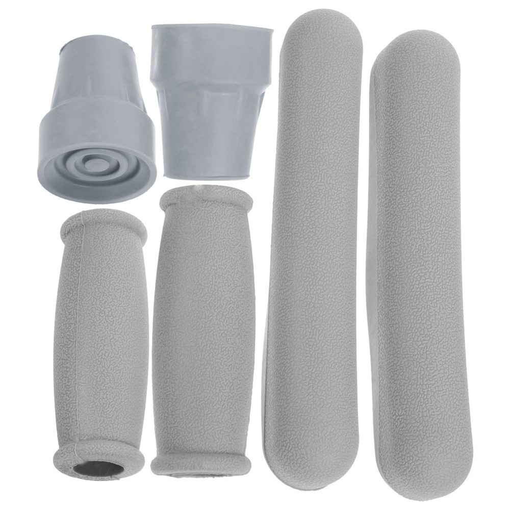 1 Set Reusable Grey Crutch Kit Soft Tpr Rubber Anti Slip Hand Grip for DIY Use