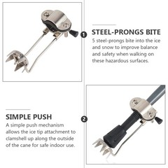 Cane Attachment Ice Grip with Steel Prongs for Snow Hiking and Outdoor Use