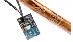 Wooden Walking Stick Hiking Trekking Wood Cane Poles Hand Staff Carved Wolf 55″
