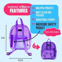 Kandies World Premium Clear Festival Backpack – Stylish Transparent Bag Purple