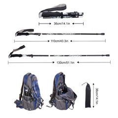 5-Section Portable Outdoor Fold Trekking Pole Walking Hiking Stick Telescopic Cl