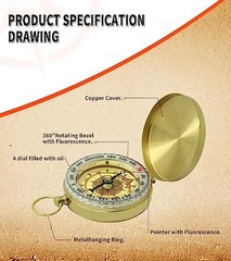 Waterproof Brass Compass – Large Dial Pocket Compass for Hiking & Survival