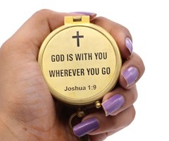 God’s Way, Joshua 1:9, Solid Brass Directional Engraved Compass, Baptism Gift…