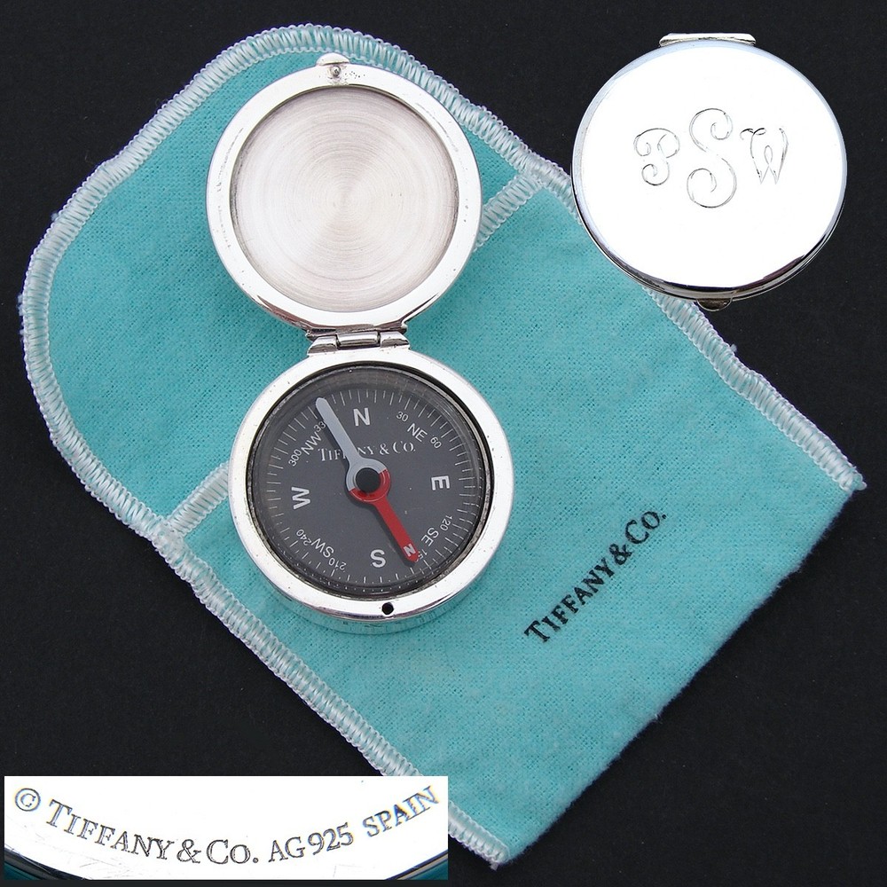 Tiffany & Co. Sterling Silver “1837 Makers Collection” Compass, with Orig. Pouch