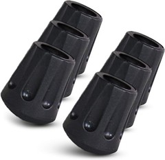 Walking Stick Tips – Pack of 6 Replacement Rubber Cane Tips Fit Most Trekking &