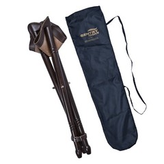Outdoor Walking Stick Natural Wood Tripod Stool with Leather Seat Waking Cane