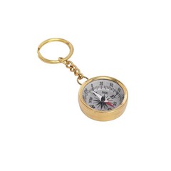 Vintage Brass Compass Keychain, Gold Finish, 11 cm, Travel & Hiking Accessory