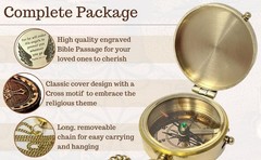 Brass Compass Engraved Religious Scripture Verse Gift Baptism Graduation Day