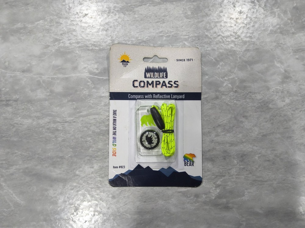 Sun Co Wildlife Compass with Reflective Lanyard New In Package Sealed