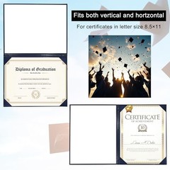 Diploma Cover 8.5×11 Graduation Certificate Document Holder Letter Size Navy