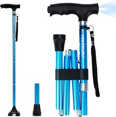 KAKICLAY New Trekking Poles Walking Cane Hiking Stick Foldable Lightweight LED