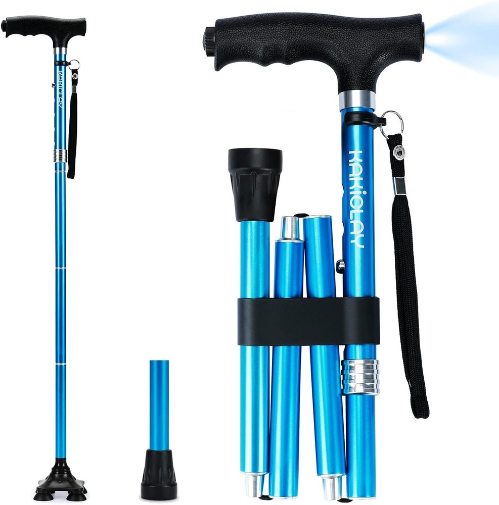 KAKICLAY Trekking Poles Walking Cane Hiking Stick Foldable Lightweight LED Light