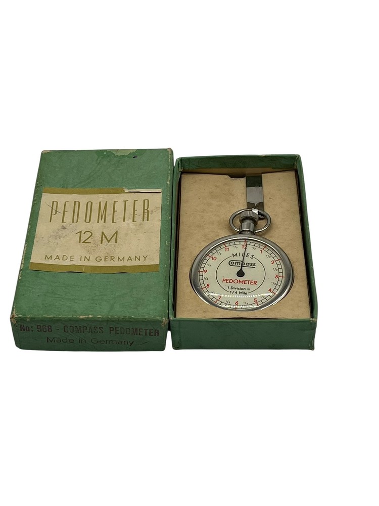Vintage Compass 968 Mechanical Pedometer 12M Made in Germany w/ Box