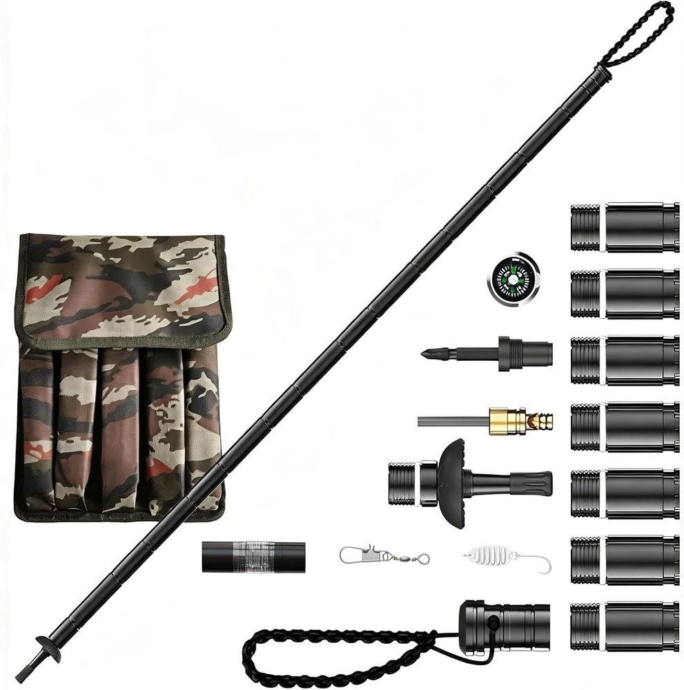 Aluminum Collapsible Trekking Pole with Extra-Thick Grip, 2 Pack