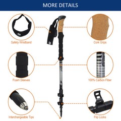 2Pack Trekking Walking Hiking Sticks Poles Adjustable Alpenstock Anti-shock Cane