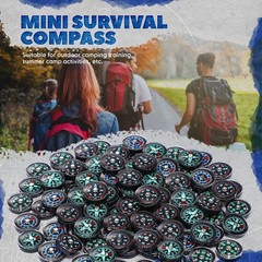 100 Pcs Mini Survival Compass 20mm – Oil Filled Pocket Compass for Camping, Hiki