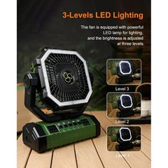 USB Powered Camping Fan Light with Remote 4 Wind Speeds for Fishing Gear