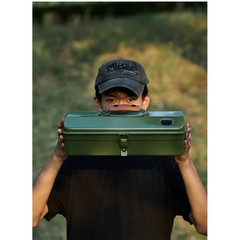 Metal Tool Carrier Box for Outdoor Use with Handle and Interior Felt Lining