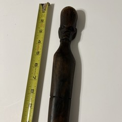 Hand Carved Wooden Hiking Stick Unique Tribal Face Design Good Condition
