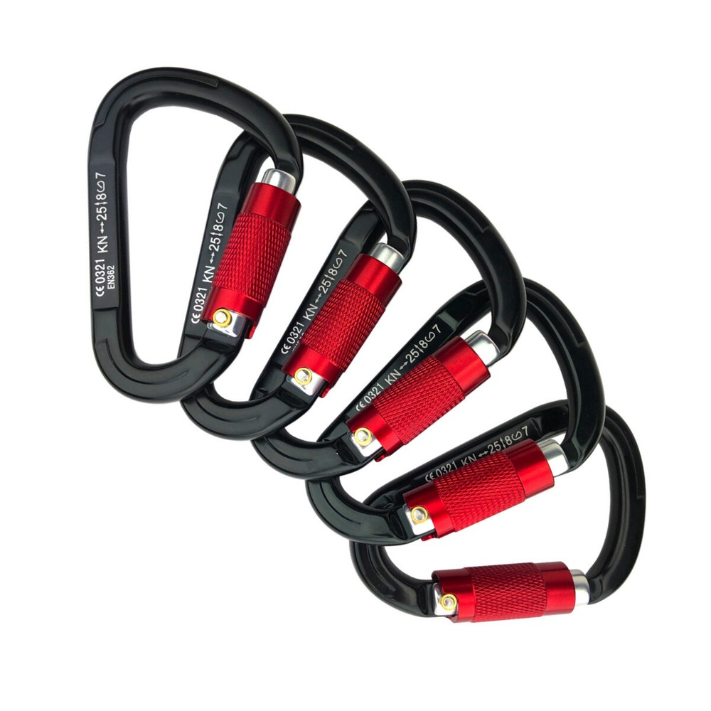 5 – 25kn Carabiners Heavy Duty Climbing Twist Gate Auto Locking Aluminum D Ring