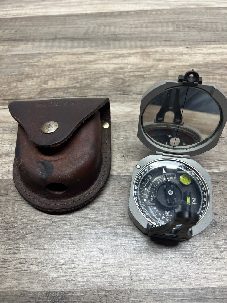 Vintage Brunton Pocket Transit Compass Ainsworth Denver Surveying & Leather Case