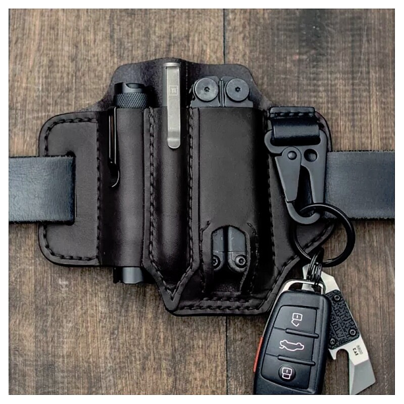 PU Leather man Sheath Multitool With Pen Holder Sheath EDC Pocket Organizer