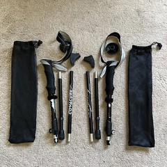 NEW Covacure Adjustable Collapsible Aluminum Hiking Trekking Walking Poles BLACK