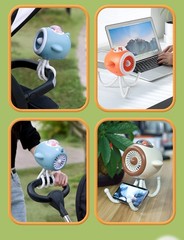 Portable Stroller Fan 8000mAh Battery 360 Degree Rotation LED Light 4 Speeds