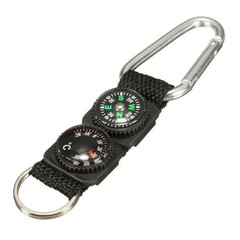 2PCS Multifunction Camping Carabiner Compass Thermometer Keychain Outdoor Tools