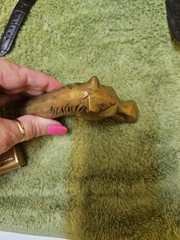 Brass Horse Head Statue Walking Stick Cane Handle Top Topper Hand Grip Collect
