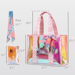 Waterproof Beach Bags for Women – Iridescent Jelly Tote Bag | Iridescent Pink