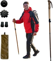 Sassafras Wood Adjustable Detachable Trekking Pole for Hiking 1pc Pack