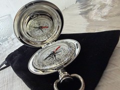 Dalvey Scotland Classic Voyager Pocket Compass Polished Silver Tone SS Hunter