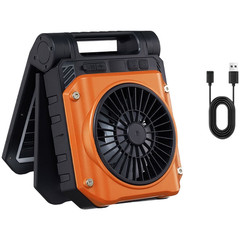 Outdoor Solar Fan with LED Light for Camping 4 Velocity Settings 8000mAh Power